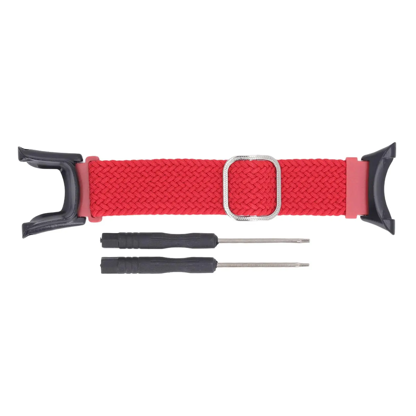 حزام ساعة من النايلون المضفر القابل للتعديل للرياضة والأنشطة الخارجية للجنسين باللون الأحمر