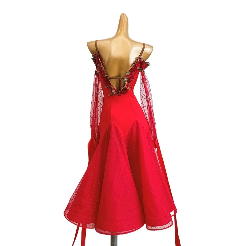 

2025 New Sexy Modern Dance Dress National Standard Women Ballroom Dance Dresses Waltz Performance Costumes T047