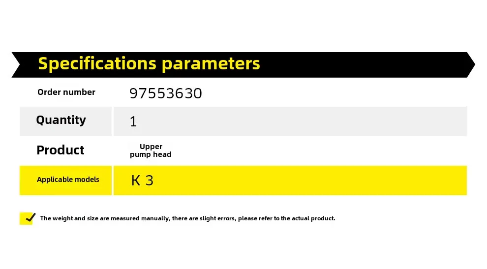 1 قطعة لـ KAHE Kärcher ملحقات منظف الضغط العالي الأصلية المواد الاستهلاكية رأس المضخة العلوية للاستخدام المنزلي K 3 97553630 #3