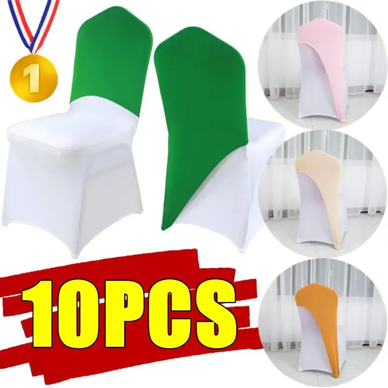 New 10-1PC Spandex Wedding Chair Cap Hoods Sash Elastic Stretch Half Chair Covers Hat Bands For Banquet Event Wedding Decoration