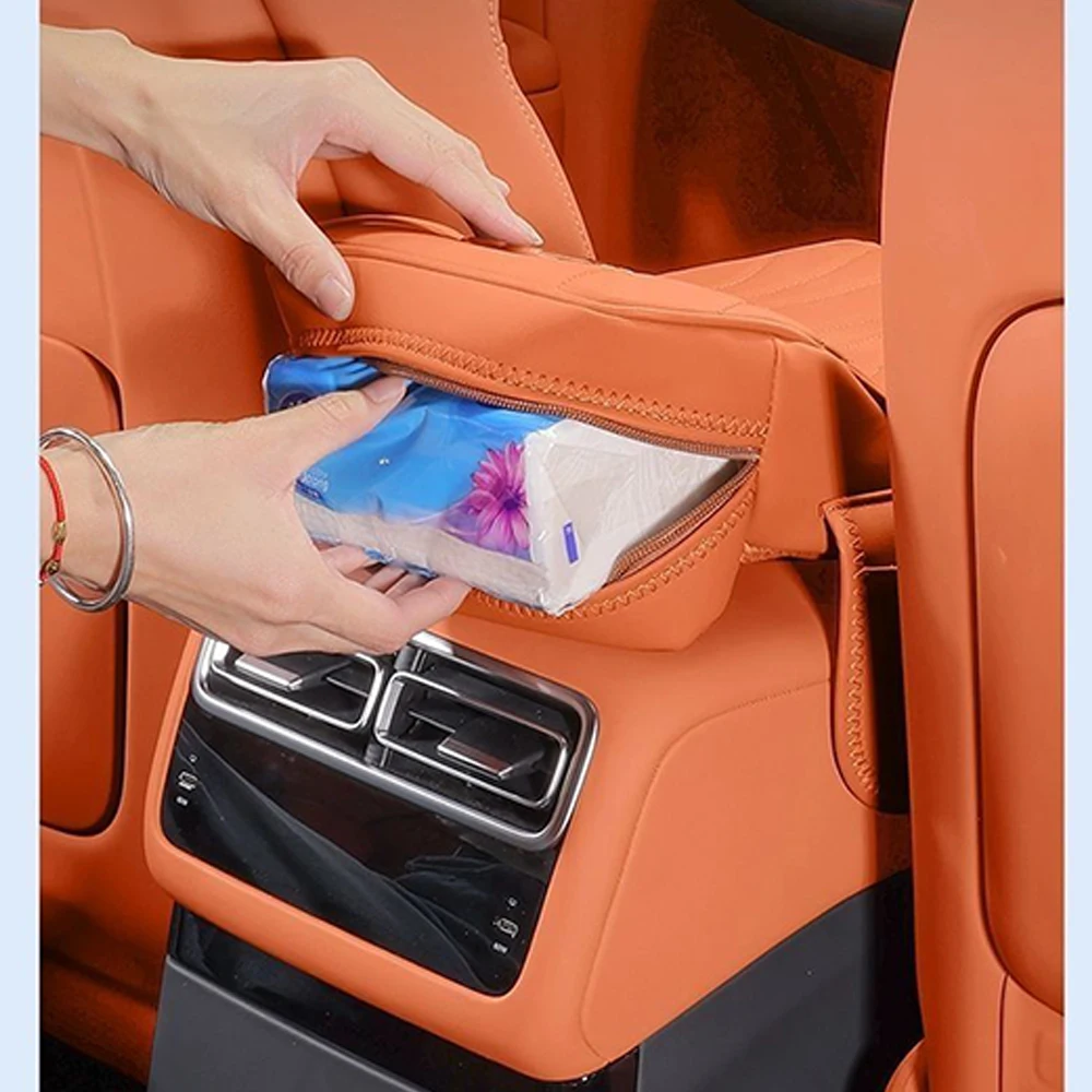 For HUAWEI Aito M7 ULTRA PRO 2024 2025 Car Armrest Box Height Increase Pad Leather Protective Cover Storage Bag Accessories