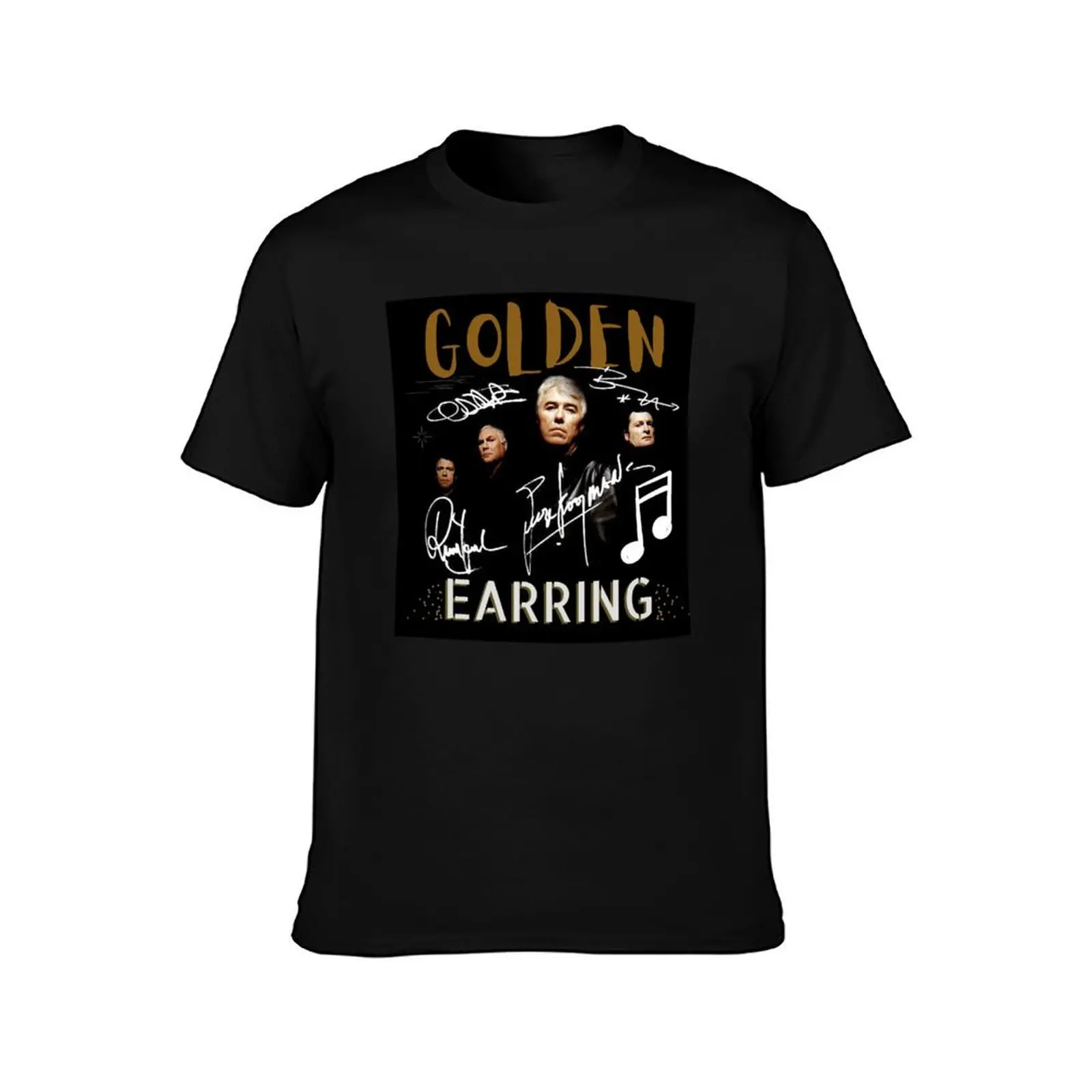 Golden Earring Band T-Shirt Minimalist Casual Short Sleeve Top