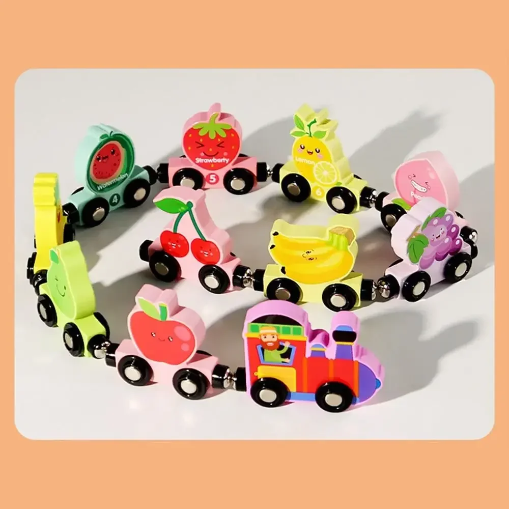 Jouets de Train à chiffres magnétiques colorés, blocs de construction éducatifs en bois, fruits et animaux, numéro dinosaure, Cognition Montessori