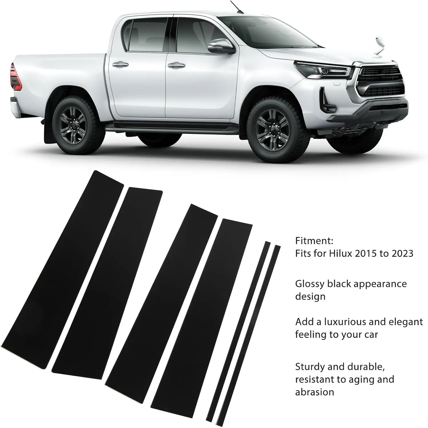 

Aluminum Alloy Window Center Column Trim Plate For Toyota Hilux Revo 2015-24 Car Window B-pillar Center Pillar Trim Accessories