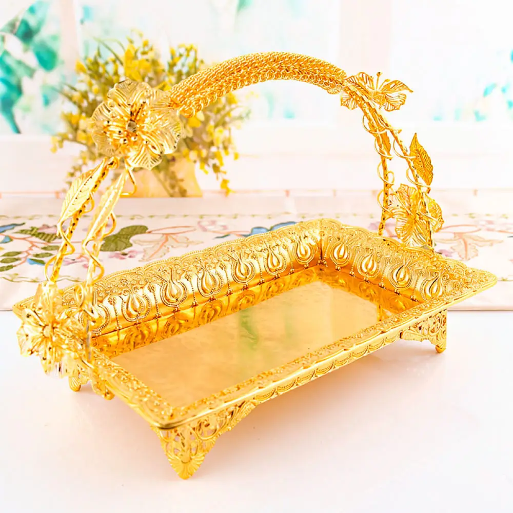 Modern Iron Metal Fruit Tray Gold European Style Serving Basket For Snacks Tabletop Storage Organizer Home Decor