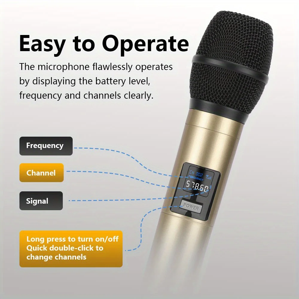 LMBGM R12 Drahtloses Mikrofonsystem Enthält 1 Gürteltransmitter und 1 Vergoldetes Mikrofon. Ideal für Karaoke zu Hause. – Detail 5