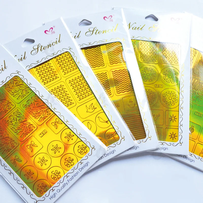 

MEBIS Nail Decal Korean Colorful Aurora Nail Art Sticker Hollow Cellophane Starry Sky Paper Shell Pattern Dual Purpose Adhesive