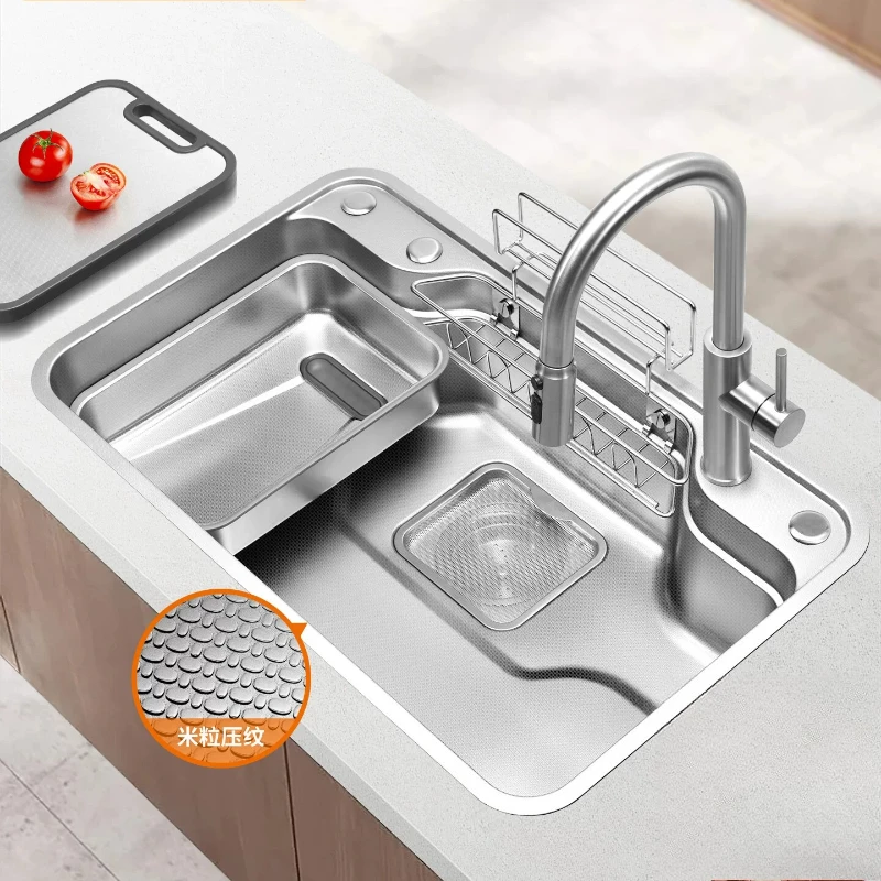 YJQ kitchen dishwashing household stainless steel Japanese-style sink, large single sink, under-counter basin