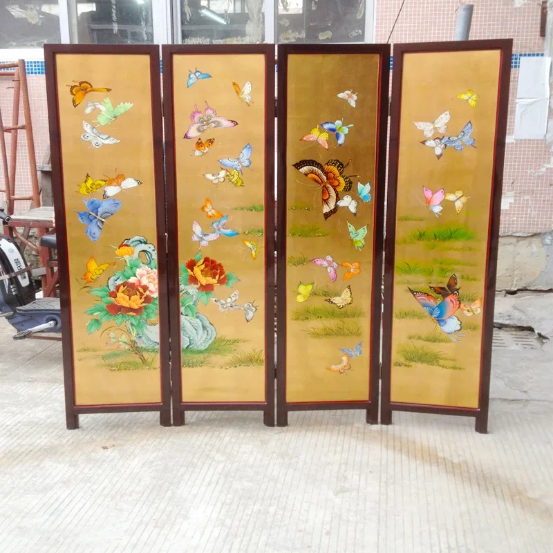 DSA hand-painted butterfly screen Chinese style Ming and Qing classical furniture antique screen partition background wall