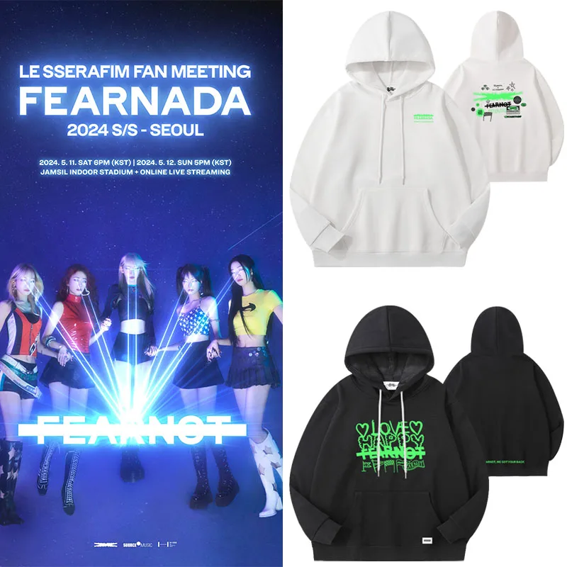 Bluza damska z kapturem Lerim Fan Meeting Fearnada, luźna, z czystej bawełny, idealna na wiosnę i jesień, wygodna i codzienna.
