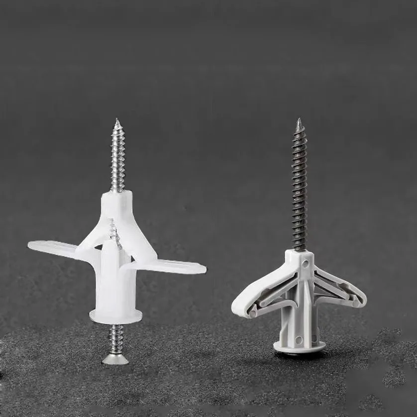 10-100pcs Drywall Anchor Kit Hollow Wall Anchors with Screws Nylon Self-Drilling Drywall Anchor Butterfly Type Airplane Type