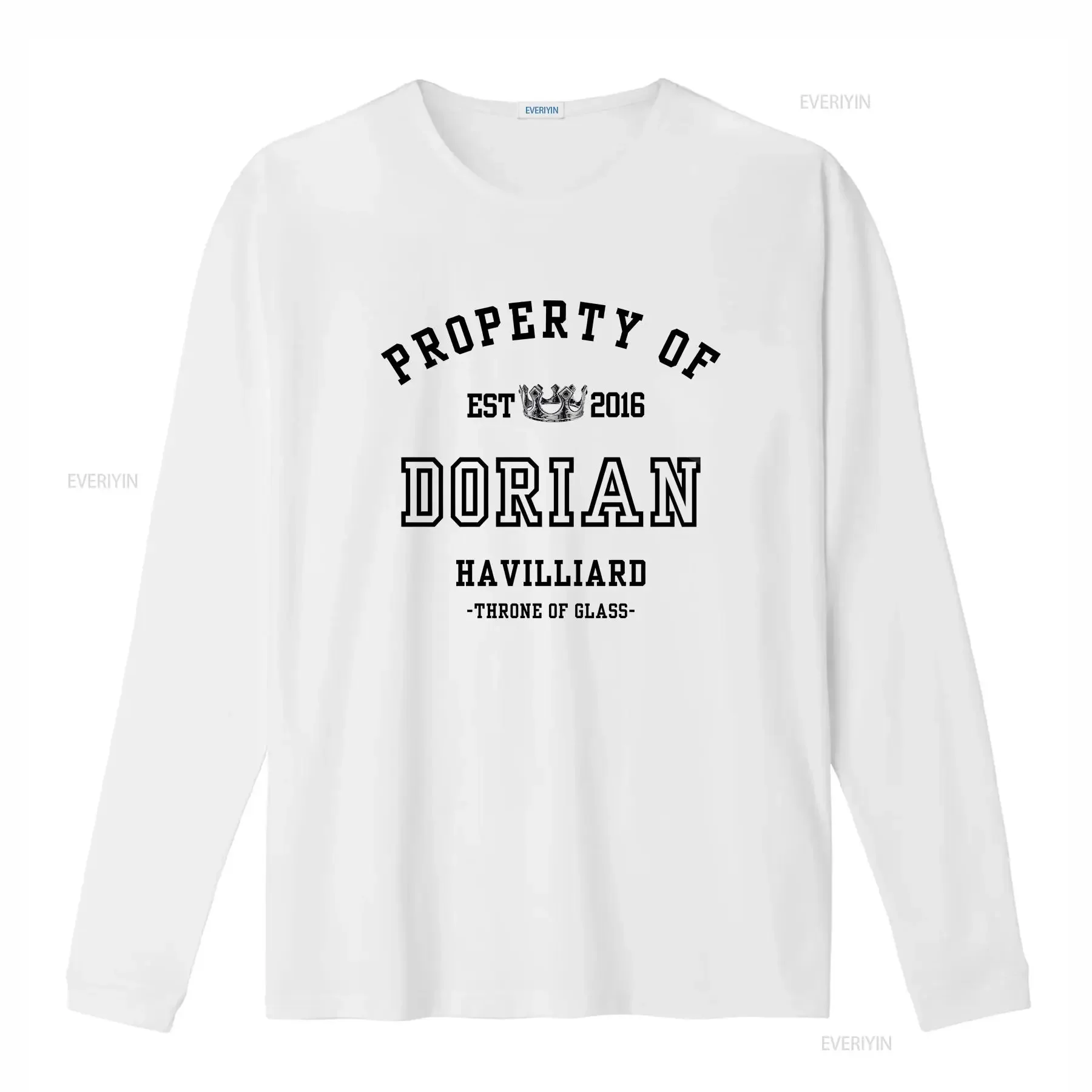 Throne of Glass Property Dorian Havilliard Collegiate White T shirt Maasiverse Merch Classic Crewneck vintage Washed fashion
