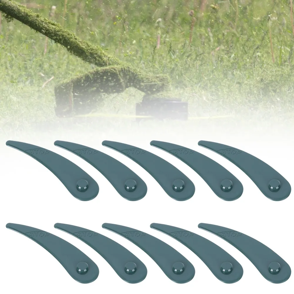 10pcs Plastic Material Lawn Mower Blade Versatile Design Weed Removal Function Replacement Cutting Blade Green And Black Color