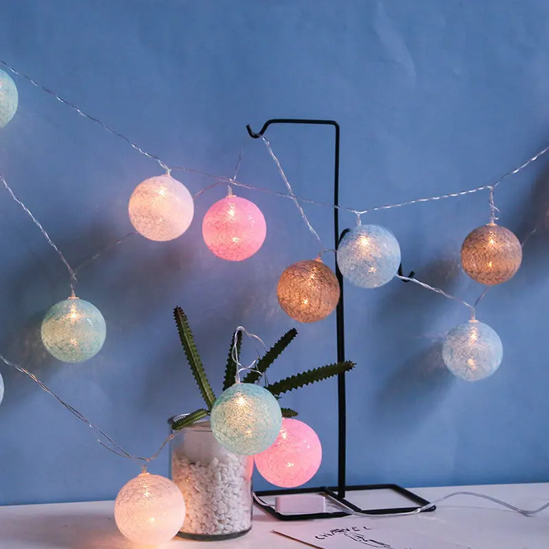 Algodão bolas led string para casa casamento férias guirlanda luzes de fadas quarto natal dia de ação de graças decoração ao ar livre