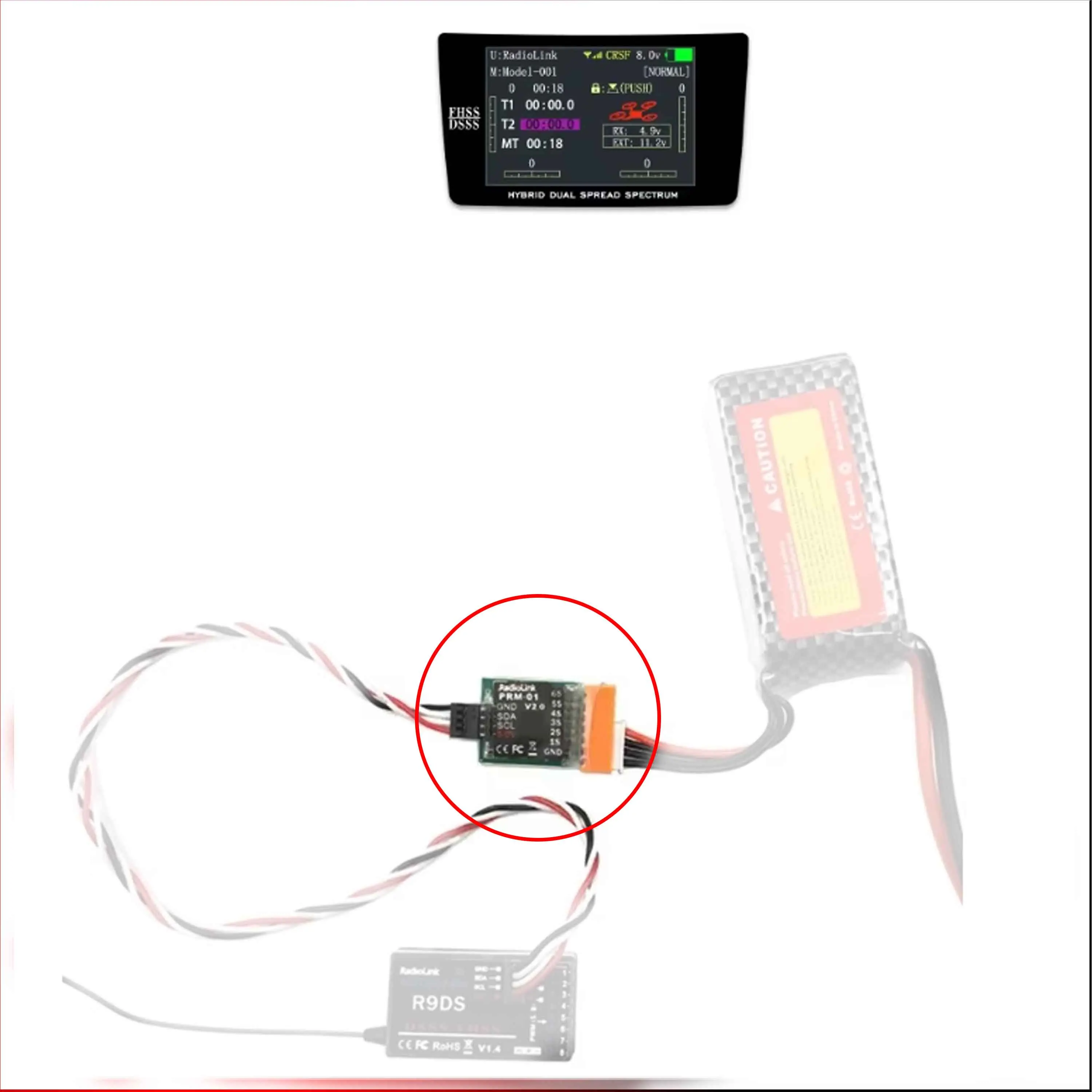 

Radiolink PRM-01 Airplane Battery Voltage Telemetry Module 1S~6S for R12DS R9DS Receiver AT10II/AT10/AT9S Pro/AT9S/AT9 Parts