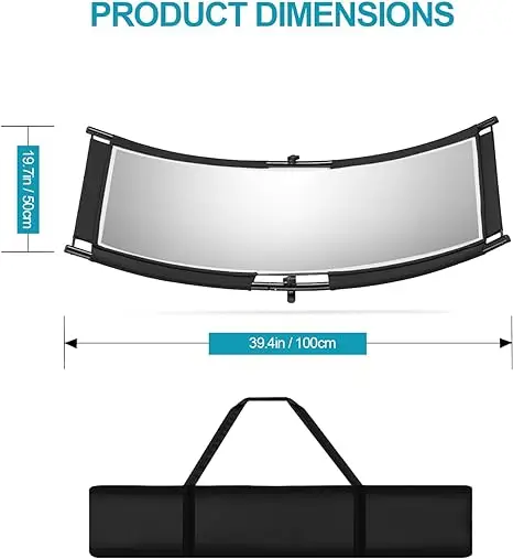 Clamshell Light Reflector Diffuser with Carrying Bag 100x50cm Photography Curved Lighting Reflector for Photo Studio Photography