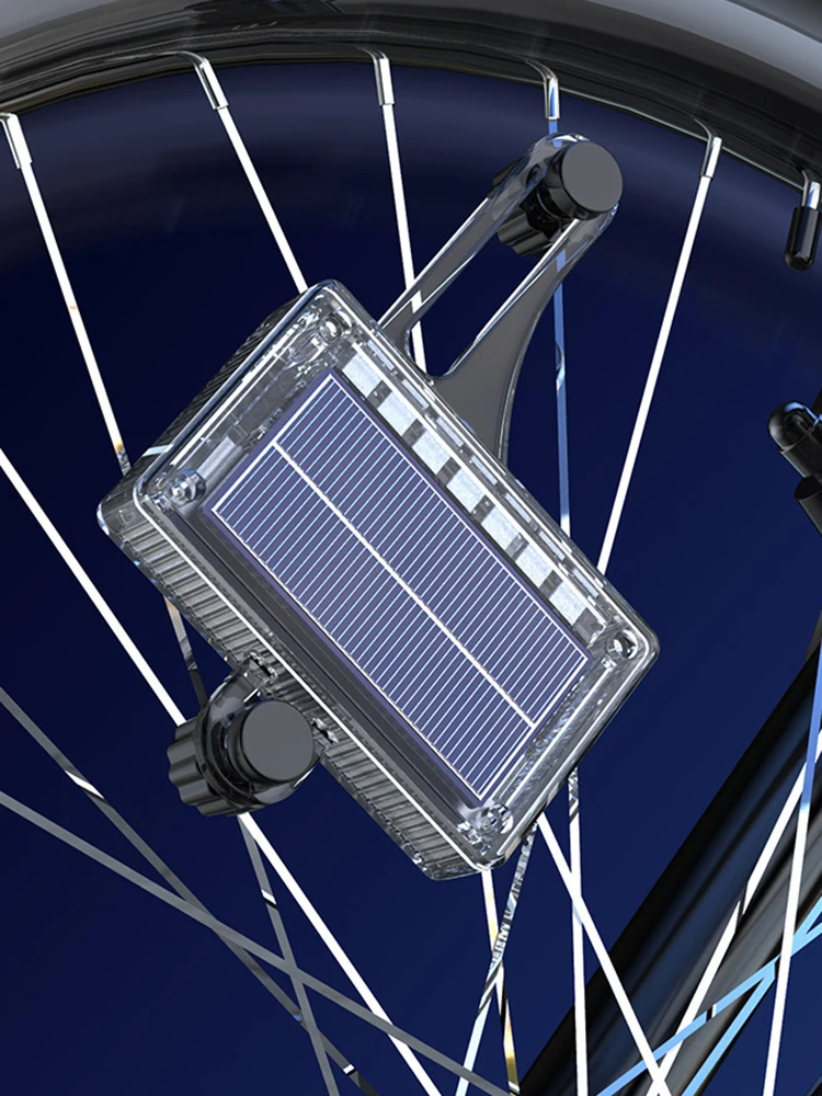 ضوء عجلة الدراجة الملون LED بالطاقة الشمسية، ضوء أمان لإطارات الدراجة قابل لإعادة الشحن عبر USB، مستشعر ذكي لإطارات الدراجة للأطفال والكبار