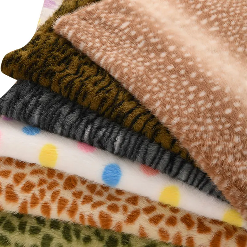 Imitation Mink Fur Fabric Printing Plush Clothing Scarves DIY Fabrics Carpets Bags Sewing Cloth Eco-Friendly Decoration Fabric