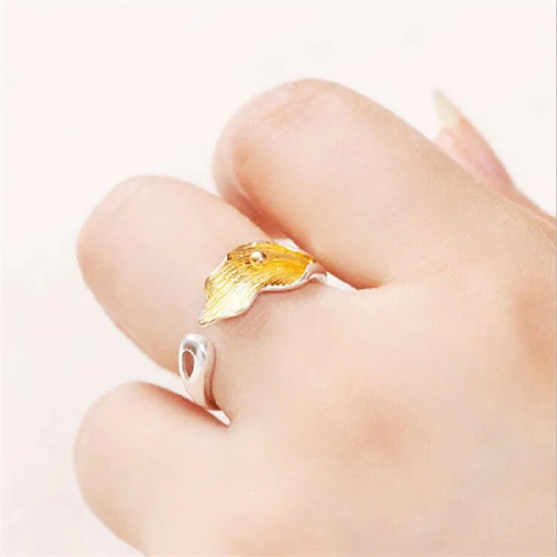 New Fashion Calla Lotus Popular Flower 925 Sterling Silver Jewelry Not Allergic  Literary Exquisite Women Opening Rings   R188