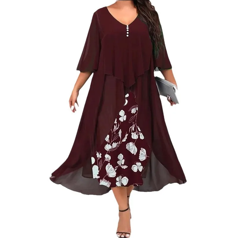 

2025 Spring Summer Fashion Robe Femme New Casual Patchwork Flower Printed Long Sleeve Retro Elegant Streetwear Female Dresses