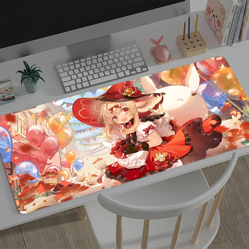 Mouse Pad Large Genshin Impact Klee Gamer Keyboard Mat Pads Gaming Desk Protector Laptops Mousepad Deskmat PC HD Anime Mousepad