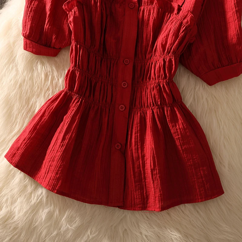 Sli ort Waist-Cinching irt Beautiful  Ne Cotton Blend Bubble Sve Women's Faionable Skirt Detail irt