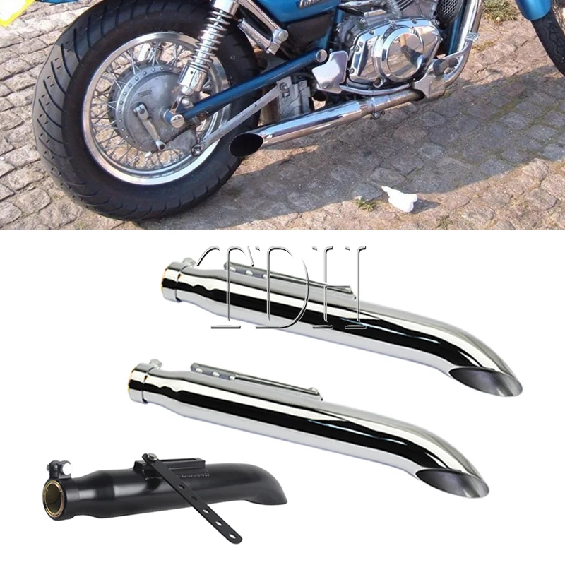 45mm Motorcycle Retro Modified Exhaust Pipe For Harley Bobber Suzuki Intruder VS 750 Exhaust VS 800 1500 Muffler Pipes Pit Bike