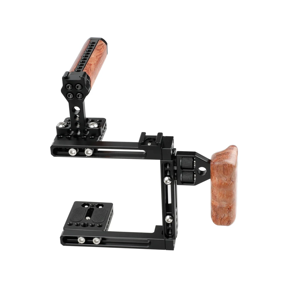 SZRIG Camera Cage Exquisite Wooden Top Handle & Side Handgrip Dual-use Adjustable Cage Kit (Universal)