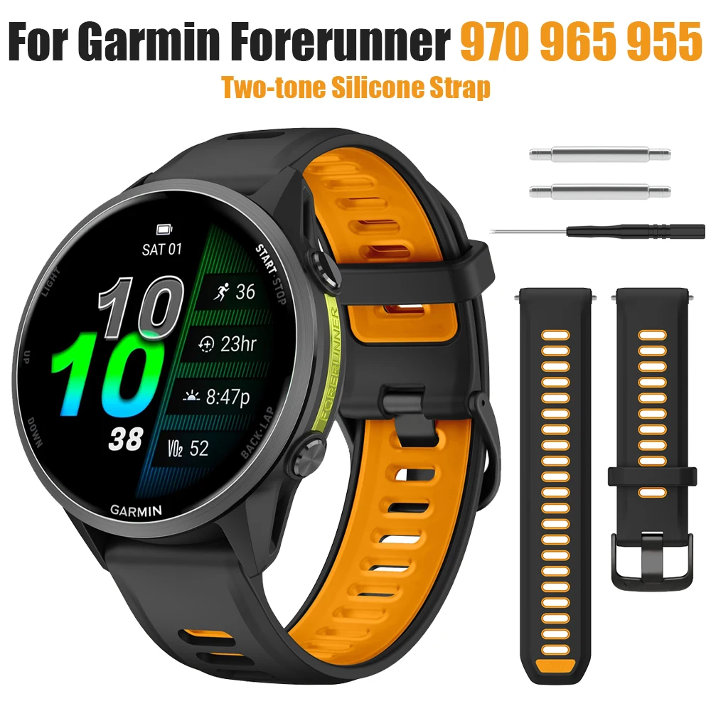 Zweifarbiges Sport-Silikonarmband für Garmin Forerunner 970 965 Armband für Forerunner 955 945 935 745 Armband-Uhrenarmbänder