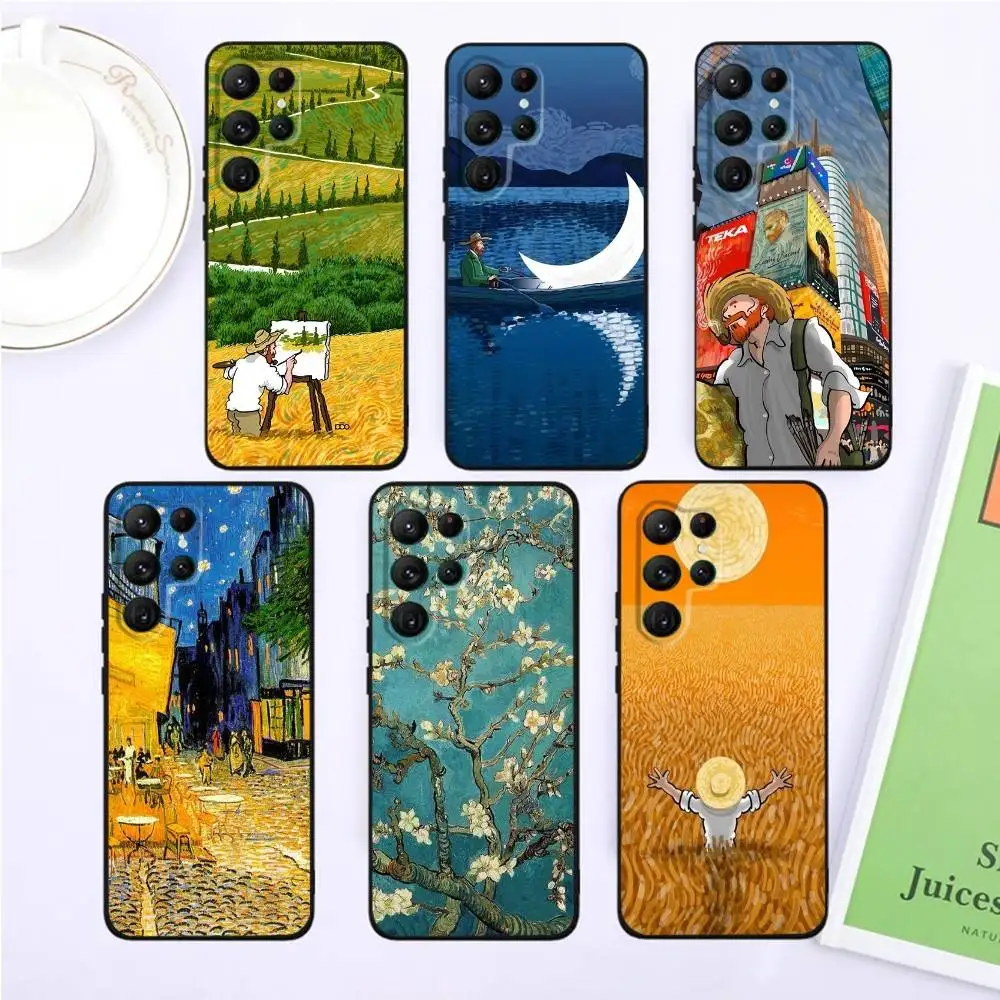 

Van Gogh Monet Oil Painting Phone Case For Samsung S25,S24,S23,22,21,Ultra,Pro,S10,S30Plus,20lite Black Cover