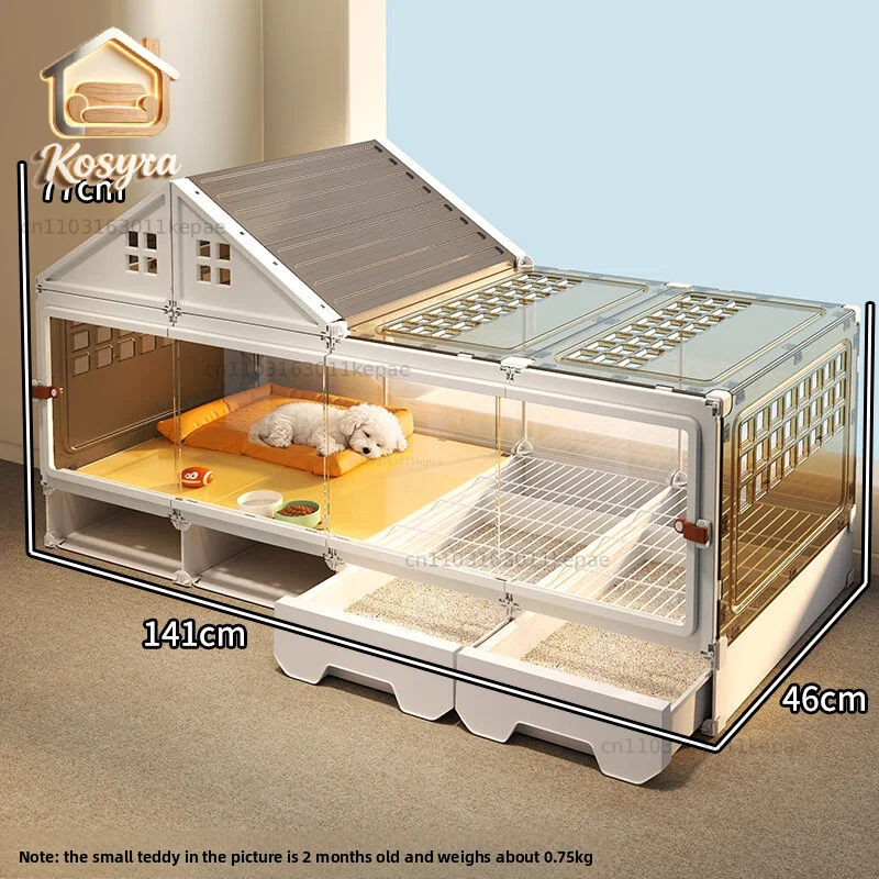 

New type of dog cage Small dog with toilet Separation kennel Luxury villa One bedroom one living room and bathroom puppy house