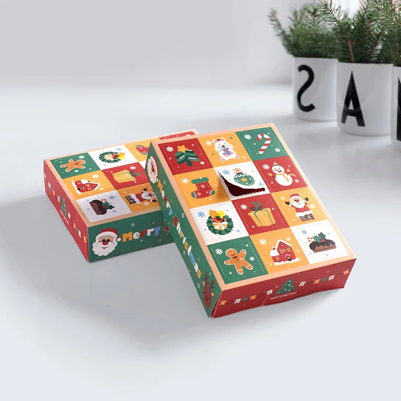 2pcs Christmas Surprise Gift Box 12Grid DIY Kid Countdown Advent Calendar Box Poked with Finger Surprise Gift Creative Candy Box