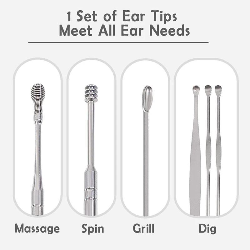 6Pcs/Set Ear Cleaner Wax Removal Tool collector spiral turn ear pick ear pick to clean the ear portable ear cleaning tool