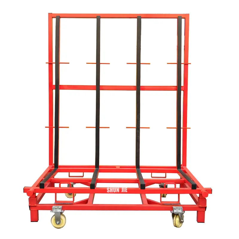 

1600mm Length L Frame And Base Detachable Structure With Forklift Ring Glass Slate Slate Transport Cart Glass Trolley