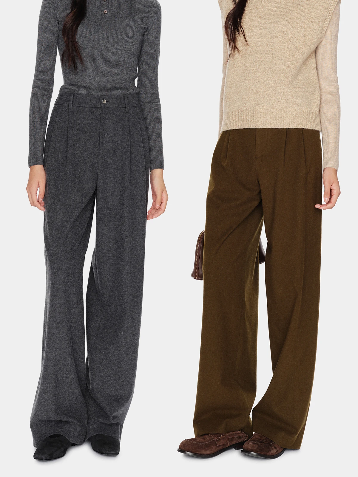 

Marllen Chic Wide Leg Suit Pants Women's Casual Faionable Trousers Spring Commuter Drapey Straight Cut Thi Polyester