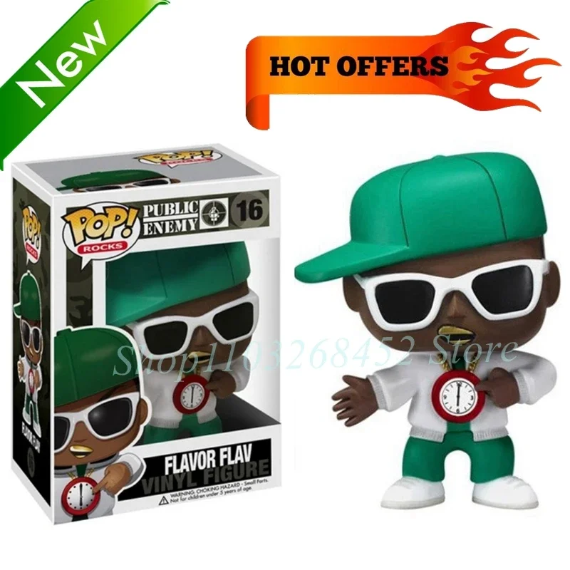 Funko Pop! Rocks Super-Stylied Stars Public Enemy FLAVOR FLAV #16 Vinyl Figure Vinyl Figure Doll Model Toys for Decoration Gifts