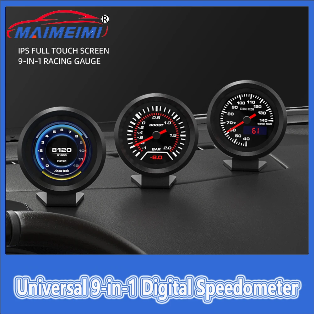 

9-IN-1 racing gauge IPS full touch screen rpm Water Temp Voltage Oil pressure temp Speed Oil Pressure Air/Fuel Ratio