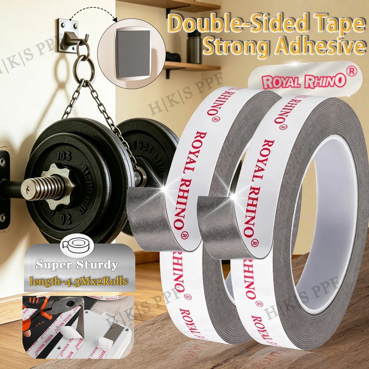 2 Rolls Double-Sided Tape with Strong High Adhesion - Waterproof Foam Adhesive Without Residue Car Home Traceless Fixing Tape