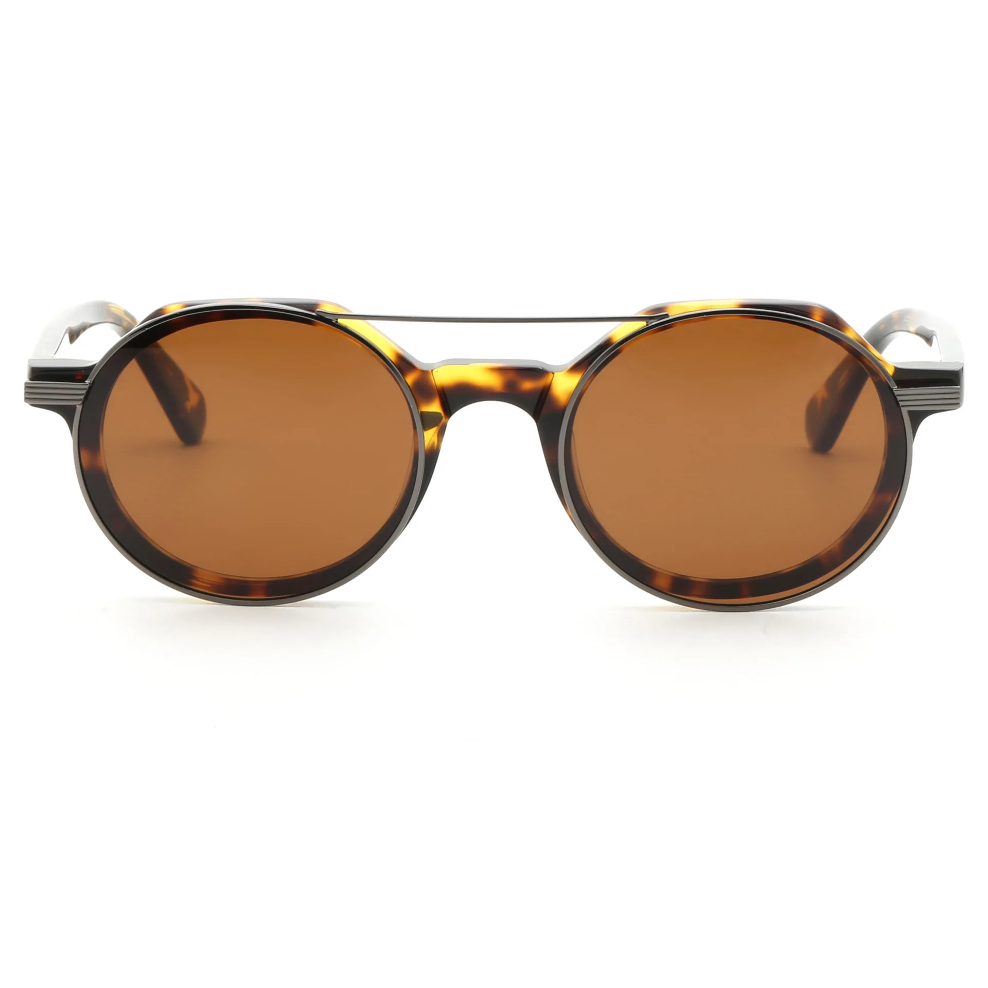 2 In 1 Magnetic Clip-on Acetate & Metal Vintage Round Eyeglasses Frame Men Polarized Sunglasses Luxury Brand Design with box