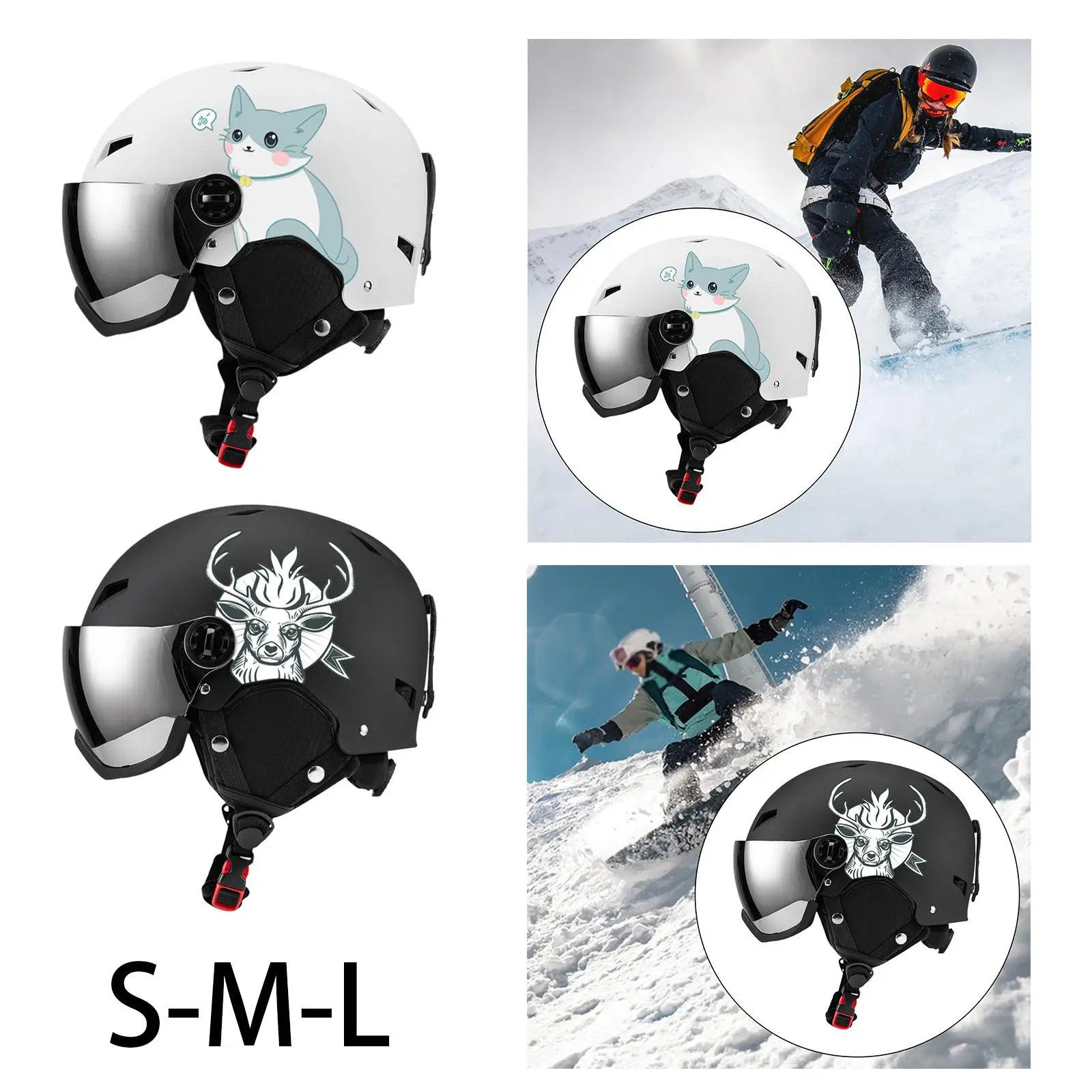 

Snowboard Helmet Space-saving Shatter-resistant Windproof Easy to Wear Utility with Wide Angle Snow Goggles for Skating Outside