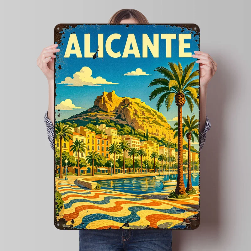 Alicante viagem flandres cartaz personalizado arte da parede vintage sinais de metal retro estanho placa para decoração casa decorações casa