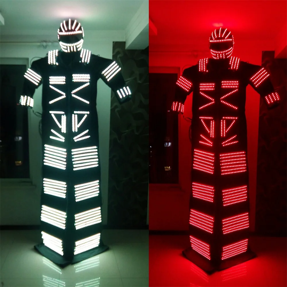 

Magicool RGB LED Stilts Robot Costumes Kryoman Stilts Walker Luminous Clothes Suit Jacket Stage Show Helmet Luminous Pants