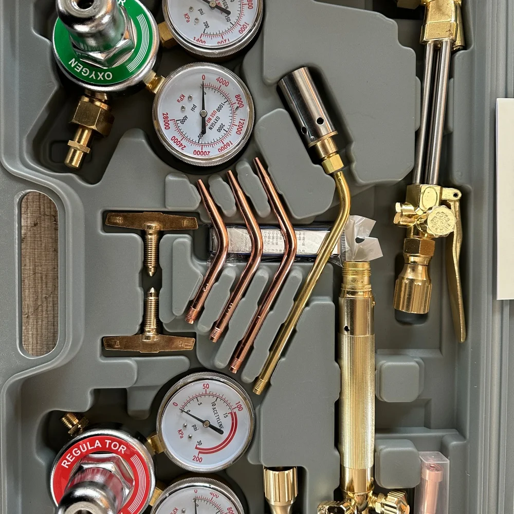 63-2 Acetylene Propane Natural Gas Portable Combination Welding and Cutting Torch Plastic Box Stainless Steel Baking Tube Set