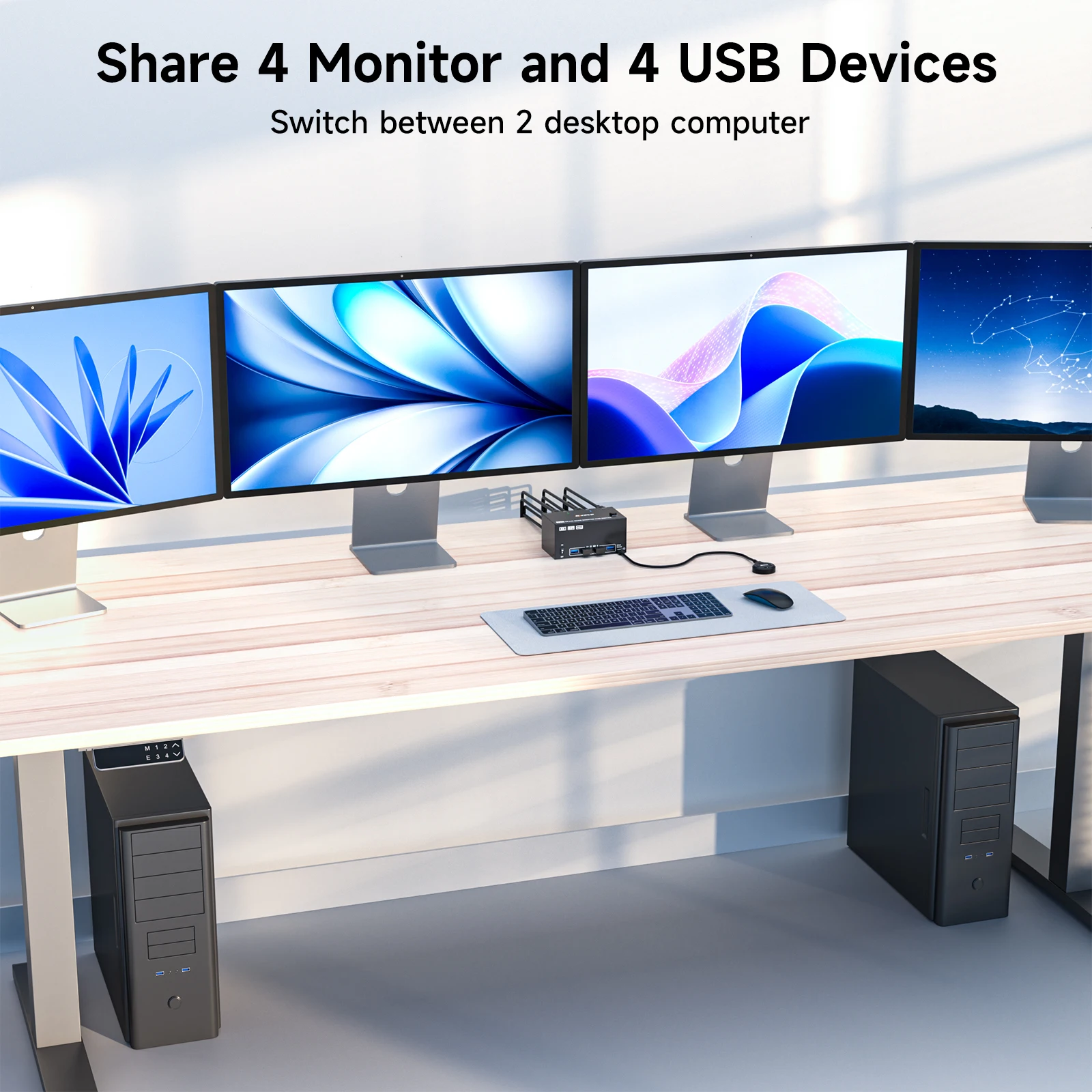KVM Switch 4 Monitors 2 Computers 8K@60Hz/4K@120Hz, HDMI DP KVM Switches for 2 PC Sharing Quad Monitor and Keyboard Mouse #5