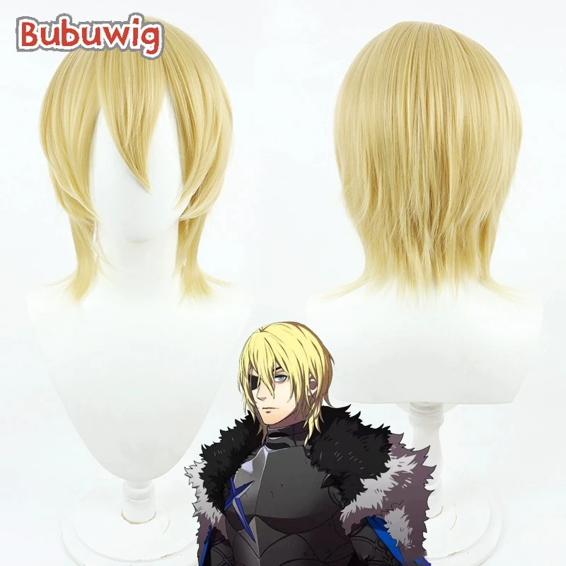 

Bubuwig Synthetic Hair Dimitri Alexandre Blaiddyd Cosplay Wigs Fire Emblem Three Houses 32cm Short Blonde Cos Wig Heat Resistant