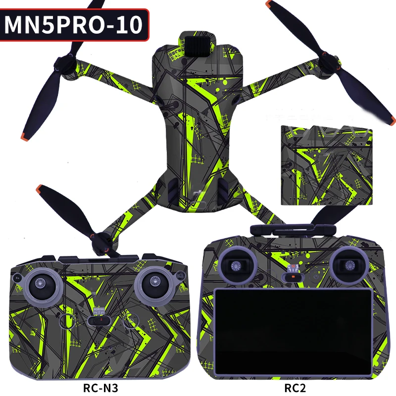 Decorative Sticker Kit for DJI Mini 5 Pro，Waterproof Anti-Scratch Skin Decals for RC-N3/RC2 Remote,Battery Manager & 3 Batterie