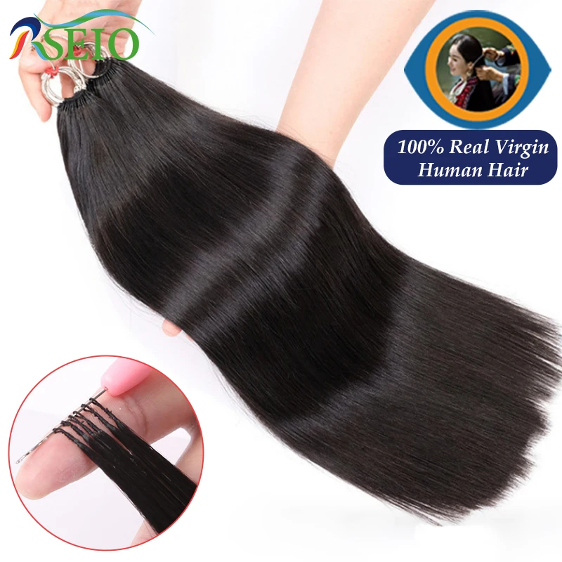 

RSEIO Virgin Feather hair extensions Human Hair 100% Real Natural Hair Comfortable and Invisible Black Brown Blonde 613 color