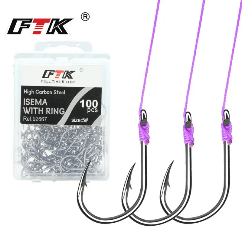 FTK Tube Payment Yi Shi Ni 100 Fishhooks without Back Thorn Luer Hook Boxed Sea Hook Tossing Anti-Decoupling Wholesale