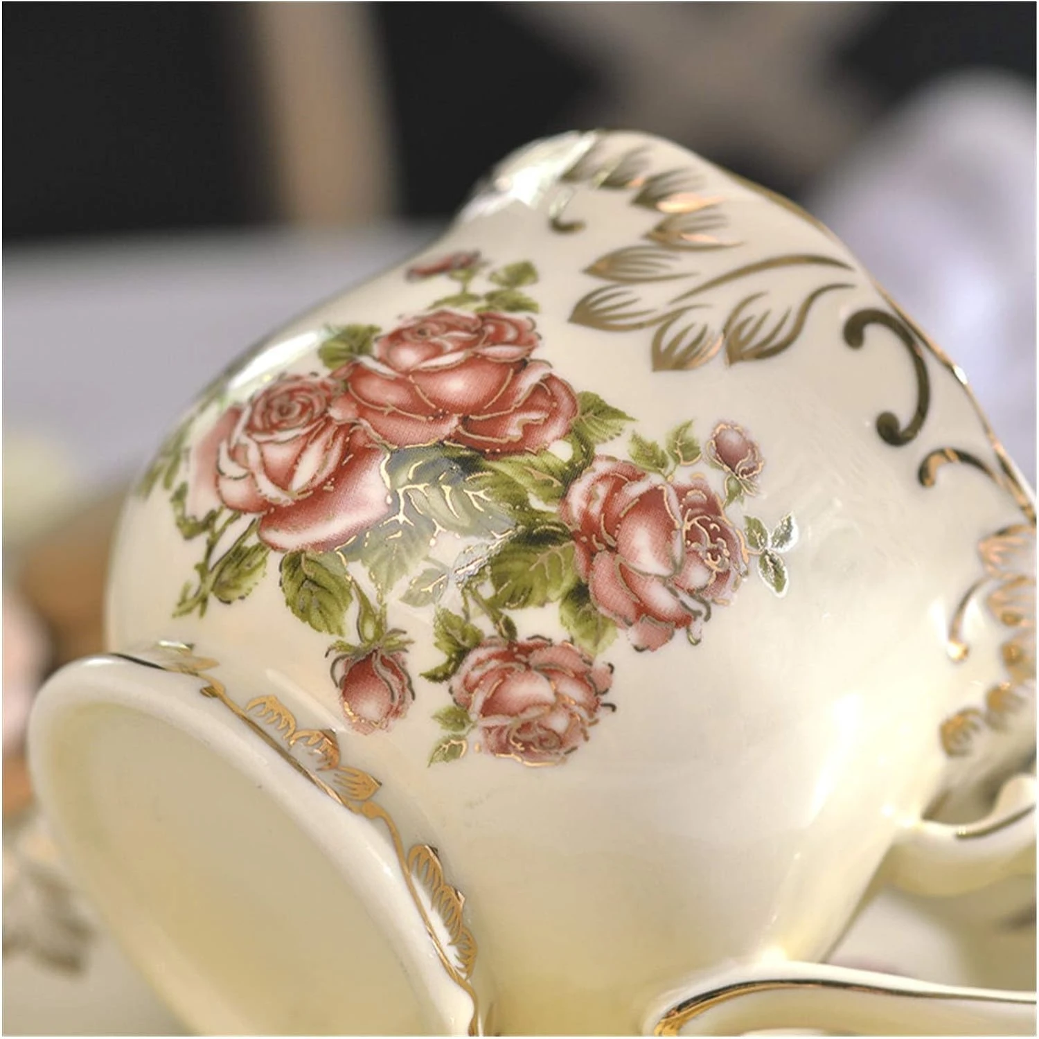 Elegant and luxurious handcrafted porcelain tea set with a stunning traditional botanical motif - Perfect for tea enthusiasts, t