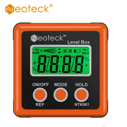 Neoteck Orange  Aluminum Angle Finder Digital Protractor Inclinometer Electronic Level Box Magnetic Base Measuring Tools